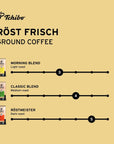 Tchibo Röst Frisch Ground Coffee Variety Pack  Morning Blend Classic Blend and Röstmeister  100 Arabica Beans  Light Medium and Dark Roast  3 x 12 oz  Pack of 3