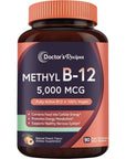 Doctor's Recipes Vitamin B12, Methylcobalamin 5000 mcg 90 Fast Dissolve Tablets, Natural Peach Flavor, Vegan Methyl, Energy Metabolism & Nervous System