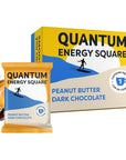 Quantum Energy Square: Energy Bar with Caffeine & 10g Protein. Delicious Healthy Snack On The Go. (Vegan, Gluten-free, Soy-free, Dairy-free). Flavor: Peanut Butter Dark Chocolate 8Pk