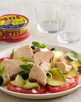 Ortiz White Tuna in Olive Oil Fresh Tender Slices Spanish Wild Caught Tuna High in Protein and Omega 3 Fats Excellent in Salad Pasta or Sandwiches  No Need to Add Mayo 881oz Can