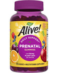 Nature's Way Alive! Prenatal Gummies with DHA, Supports Baby's Eye and Brain Development*, Orange and Raspberry Lemonade Flavored, 90 Gummies