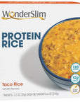 WonderSlim Plant Based Protein Rice Entree Taco Rice 12g Protein 120 Calories Gluten Free 7ct