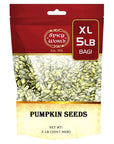 Spicy World Raw Pumpkin Seeds 5 LB Bag  Shelled AAA Grade Unsalted Dry Vegan Bulk Bag