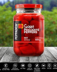 Peppadew Sweet and Spicy Juanita Piquante Peppers  Pack Of 2 14 Oz Jars  Hot Whole and Mild Whole Piquante Peppers  Versatile Ingredient For Salad Pizza Wraps Charcuterie Board