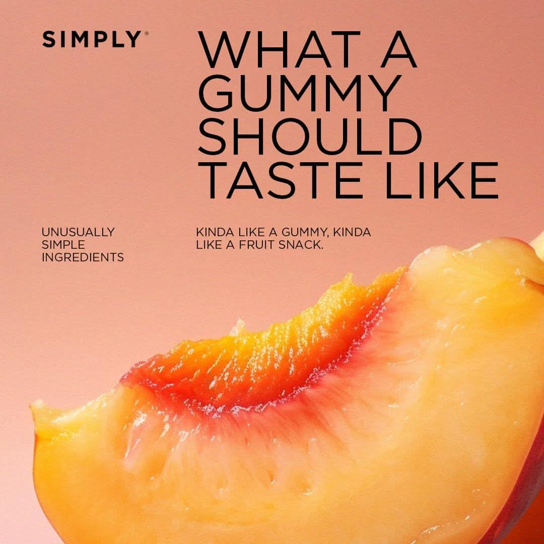 Simply Really Real Gummies  Made with Real Fruit  Peach and Raspberry  53 oz Pack of 2  No Cane Sugar  Gluten Free  Kosher