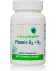 Vitamin D3 + K2 | 5000 IU of D3 (as cholecalciferol) for Optimal Calcium Absorption | 100 mcg of K2 (as menaquinone-7) for Circulatory Health | Supports Bone & Immune Health | 60 Vegetarian Capsules