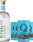 Ritual Zero NonAlcoholic Gin Alternative with 5 Pack of Q Mixers Club Soda for your favorite AlcoholFree Mixed Drink