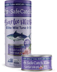 Safe Catch Elite Garlic Herb Canned Wild Skipjack Tuna Fish Can Seasoned Lowest Mercury NonGMO Paleo Whole 30 High Protein Food 5oz 6Pack