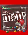 M&M'S Milk Chocolate Candy, Family Size, 18 oz Resealable Bulk Candy Bag