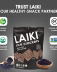 LAIKI Gluten Free Rice Crackers Black Rice Resealable 353 Ounce Bag