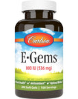 Carlson - E-Gems, 800 IU (536 mg), Heart Health & Optimal Wellness, Antioxidant, 100 soft gels