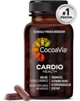 CocoaVia Cardio Health Supplement, 30 Day, 500mg Cocoa Flavanols, Support Heart Health, Boost Nitric Oxide, Blood Circulation, Energy, Vegan, Dark Chocolate, 60 Capsules