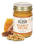 Big Spoon Roasters Peanut Pecan Butter w/Organic Wildflower Honey & Sea Salt - Raw Honey Low Sugar Peanut Butter - Creamy Peanut Butter with Pecans - Palm Free, Keto Natural Peanut Butter - 13 Ounces