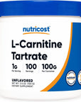 Nutricost L-Carnitine Tartrate Powder (100 Grams) - 1 Gram per Serving; 100 Servings