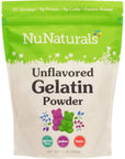 NuNaturals Unflavored Beef Gelatin Powder, Instantly Thickens, Stabilizes, and Texturizes, 1 lb