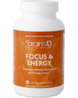 Dr Amen BrainMD Focus & Energy - 120 Capsules - Mental Endurance Booster, Promotes Concentration & Attention - Caffeine Free, Gluten Free - 30 Servings