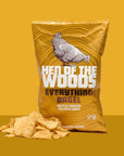 Hen of the Woods Kettle Cooked Potato Chips, Everything Bagel Flavor, 6 Ounce Bag, 6-Pack