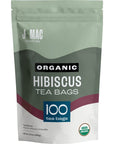 J Mac Botanicals Organic Hibiscus Tea Bags 100 tea bags Fresh dried Hibiscus flower from Egypt Packaged in the USA