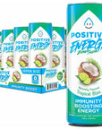 Positive Energy Beverage Tropical Bliss  12oz Can Pack of 12  Zero Sugar Energy Drink Supports Immunity and Hydration