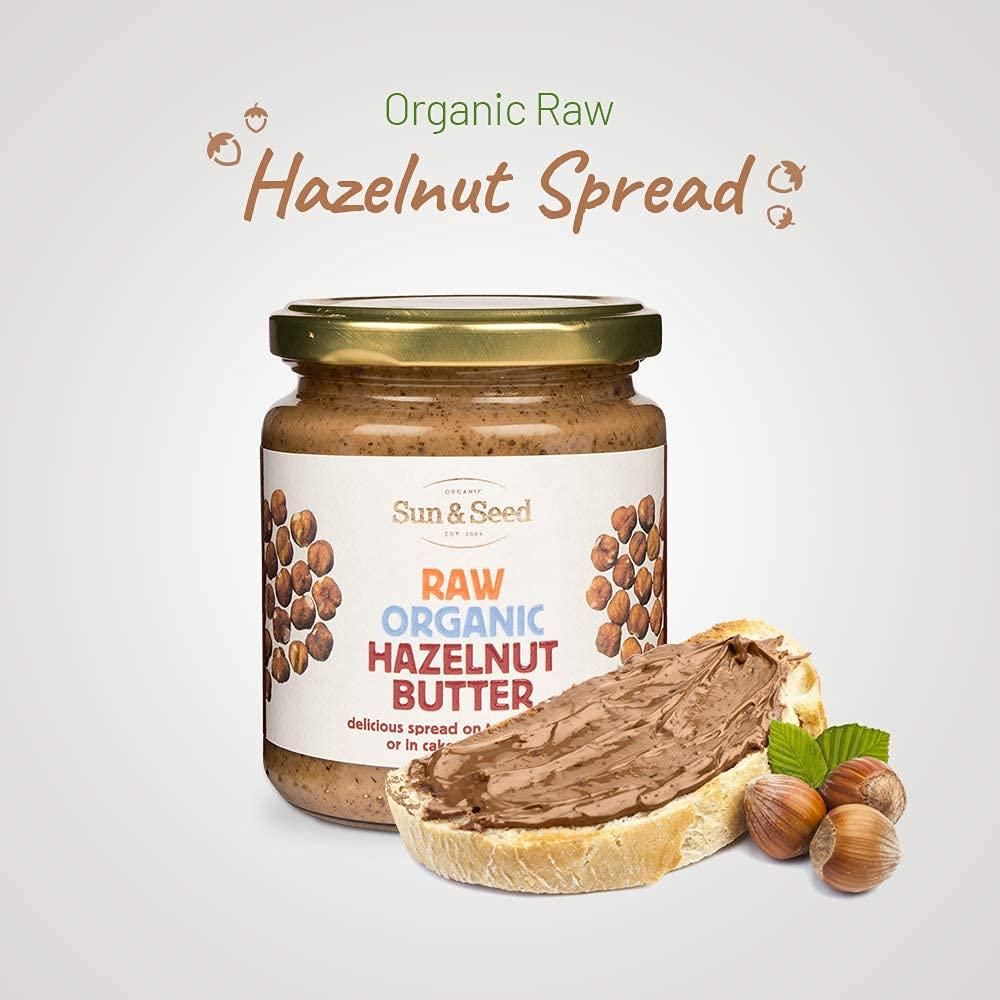 Sun &amp; Seed - Raw Organic Nut Butter Spreads - Gluten-Free and Keto Friendly - Ultra Nutritious (250g) (Hazelnut (2 Pack))