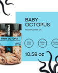 Renna Baby Octopus Small Octopus preserved in oil 1058 oz Premium Imported Seafood Mediterranean flavor Product of Italy