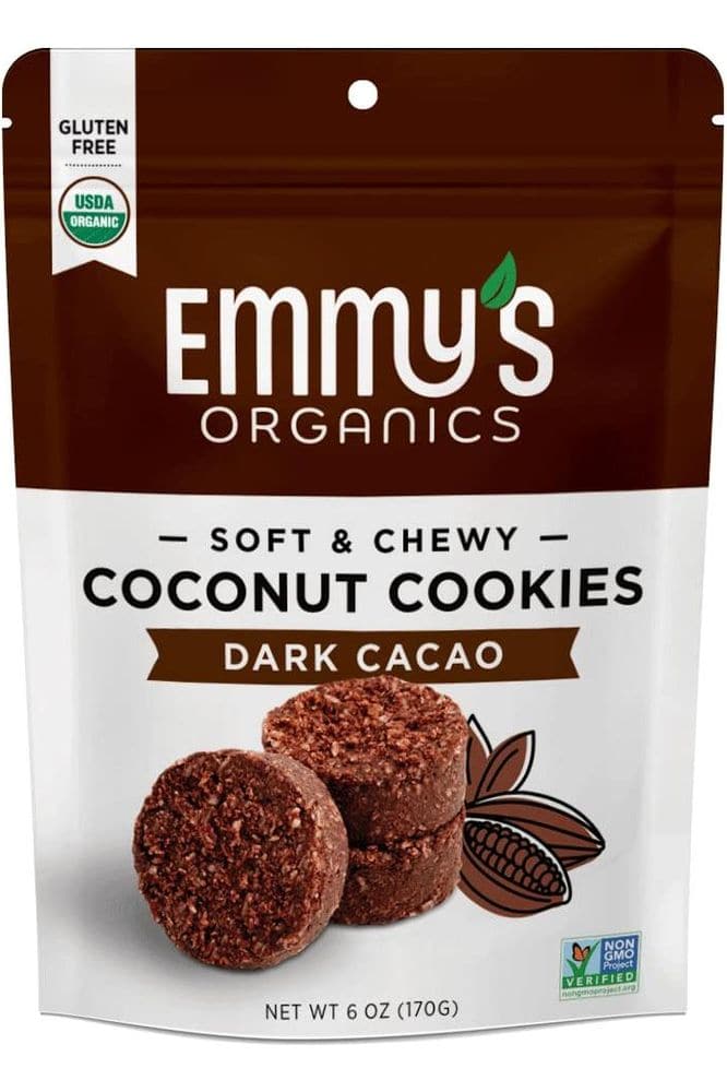 Emmy&#39;s Organics Coconut Cookies, Dark Cacao, 6 oz (Pack of 2) | Gluten-Free Organic Cookies, Vegan, Paleo-Friendly