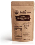 Berrilys Organic Dried Mulberries, White Dried Mulberry, Non-GMO, Unsulfured, Raw, Sun- Dried, Kosher, Vegan, Healthy Berries, Superfood, No Sugar Added Berry,10 oz