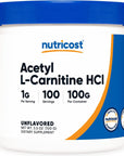 Nutricost Acetyl L-Carnitine (ALCAR) 100 Grams - 1000mg Per Serving - Non-GMO, Gluten Free, Acetyl L-Carnitine Powder