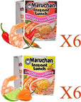 Maruchan Ramen Instant Cup Noodles 12 Count  6 Hot  Spicy Shrimp Flavor  6 Lime Chili Shrimp Flavor LunchDinner Variety 2 Flavors