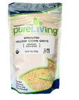 PureLiving Organic SPROUTED Yellow Corn Grits  12 Ounce Bag Pack of 2