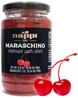 Nappi 1911 Maraschino Cocktail Cherries with Stem in Syrup 1376 oz 390 g Jar Product of Italy