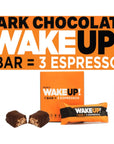 WAKE UP Caffeinated Chocolate Protein Bars Gluten Free Vegan 350mg of Caffeine Energy Kosher to help Boost Focus and Clarity 1 Bar  3 Espressos 6 Pack