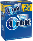 ORBIT Peppermint Sugarfree Chewing Gum Bulk, 20 Packs of 14-Pieces (280 Total Pieces)