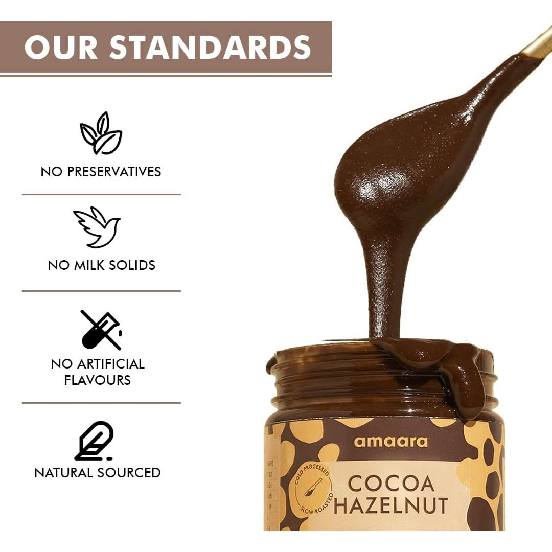 Amaaras Cocoa Hazelnut Spread Infused with Ashwagandha Creamy  Healthy chocolate for Bread  Waffles Chocolate dip Vegan  Vegetarian No refined sugar 220g