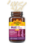 Country Life Max for Women Iron Free - 120 Vegetarian Capsules - Multivitamin & Mineral Complex - Coenzyme B Vitamins