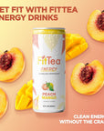 FitTea Healthy Energy Drink 12 Fl Oz  Peach Mango Pre Workout Sparkling Refresher 12 Pack Natural Green Tea Energy Drinks Sugar Free