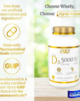 SIGNIFY NATURE Vitamin D3 5000 IU Softgels - High Potency Immune Support Supplement for Teeth, Bone, & Joints - Pharmaceutical-Grade VIT D3 125 MCG - Highest Potency Vitamin D3 - VITAMINA D3-360 CT