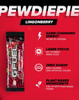 G Fuel PewDiePie Energy Powder Packets Sugar Free Clean Caffeine Focus Supplement Water Mix Lingonberry Fruit Flavor Focus Amino Vitamin  Antioxidants Blend  6 Stick Pack 025 oz