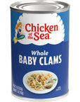 Chicken of the Sea Whole Baby Clams in Can Perfect for Pasta or Seafood Recipes 10Ounce Cans Pack of 12