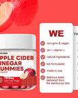 YILING Improved Sour-Sweet Taste Apple Cider Vinegar Gummies - 1000mg -Formulated to Support Immune Health Normal Energy Levels & Gut Health- Apple Flavor Gummies Enriched B12 / B6 / Beetroot