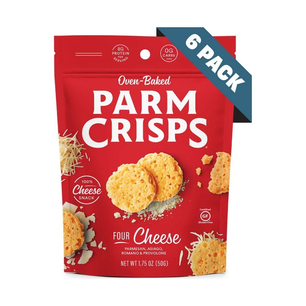 ParmCrisps - Four Cheese Parm Crisps, Made Simply with 100% REAL Cheese | Healthy Keto Snacks, Low Carb, High Protein, Gluten Free, Oven Baked, Keto-Friendly | 1.75 Oz (Pack of 6)