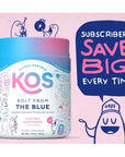 KOS USDA Organic Energizing Blue Spirulina Blend - 70 mg Organic Caffeine, B-Complex, Ashwagandha Root, Ginseng, Mushroom - Plant Based, Vegan Pre Workout Powder - Blue Raspberry Flavored, 28 Servings