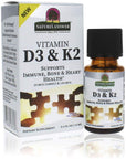 Nature's Answer Vitamin D3 and K2 Liquid Extract Oral Drops Two in one Support Supports Immune, Bone and Heart Health 0.5 fl oz - 15 ml