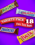 SNICKERS TWIX 3 MUSKETEERS  MILKY WAY Full Size Bars Variety Mix 18Count Box