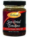 Roland Foods Sun Dried Tomatoes in Extra Virgin Olive Oil 3 Ounce Jar Pack of 4