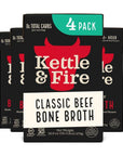 Beef Bone Broth Soup by Kettle and Fire, Pack of 4, Keto Diet, Paleo Friendly, Whole 30 Approved, Gluten Free, with Collagen, 10g of protein, 16.9 fl oz (Packaging May Vary)