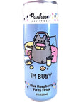 Pusheen Im Busy Blue Raspberry Fizzy Drink (2 Pack) with 2 Gosutoys Stickers