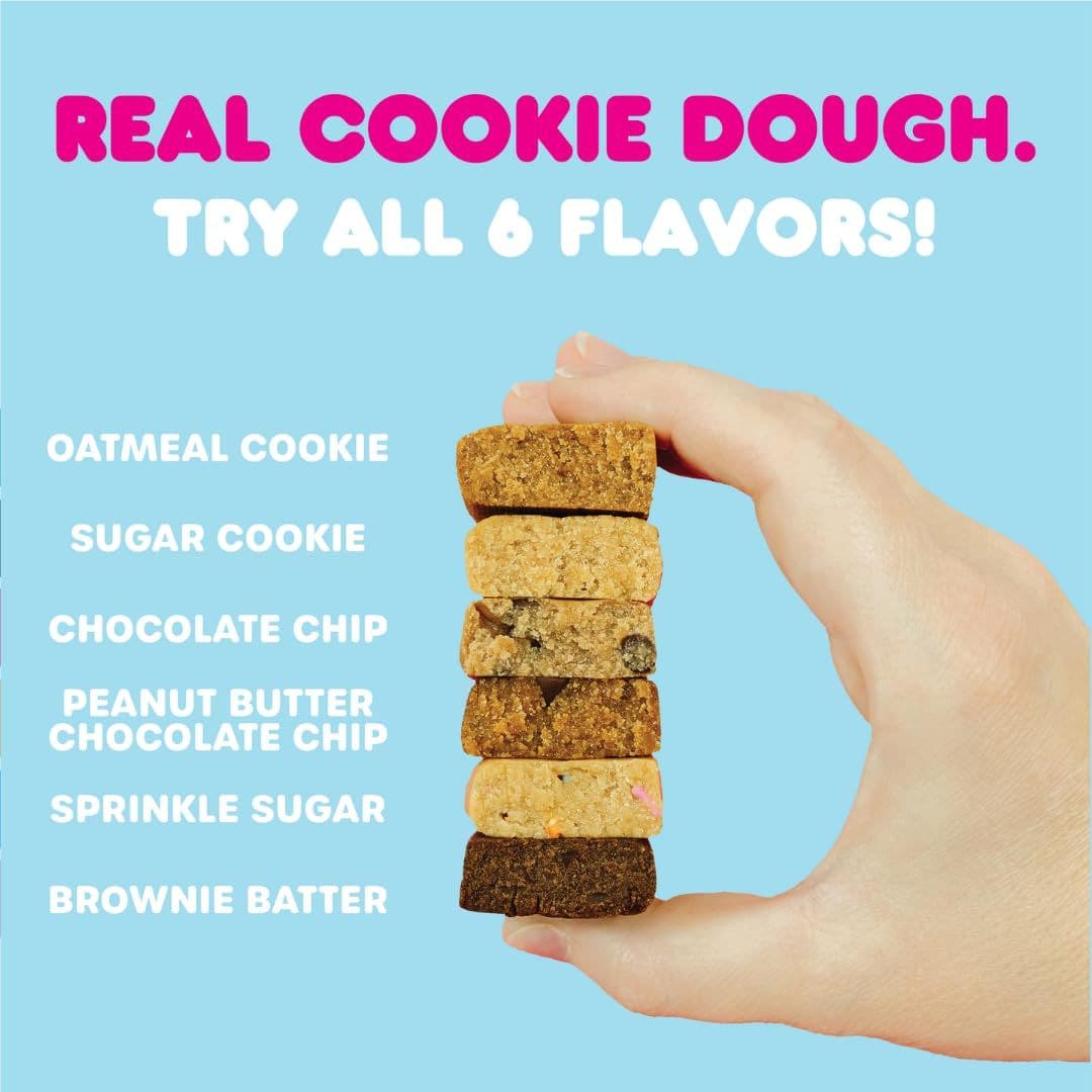 Whoa Dough Edible Cookie Dough Bars Certified NonGMO Kosher and Gluten Free Bars  Healthy Snack Foods  Plant Based Snacks  Real Ingredients  Variety Pack 6 Bars