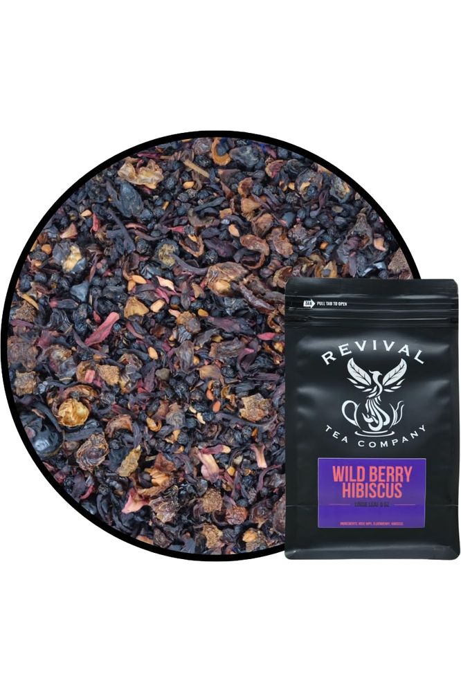 Revival Tea Company Wild Berry Hibiscus Tea  Herbal Tea Blend with Elderberry and Natural Wild Berry Flavor  Caffeine Free  24 Tea Bags