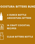 Angostura Aromatic Bitters 4oz Essential Bitters for Cocktails  Old Fashioned Bundle with Clear Bitters Bottle  14 Craft Cocktail Recipes  Perfect Angostura Bitters for Cocktails Set for Home Bar